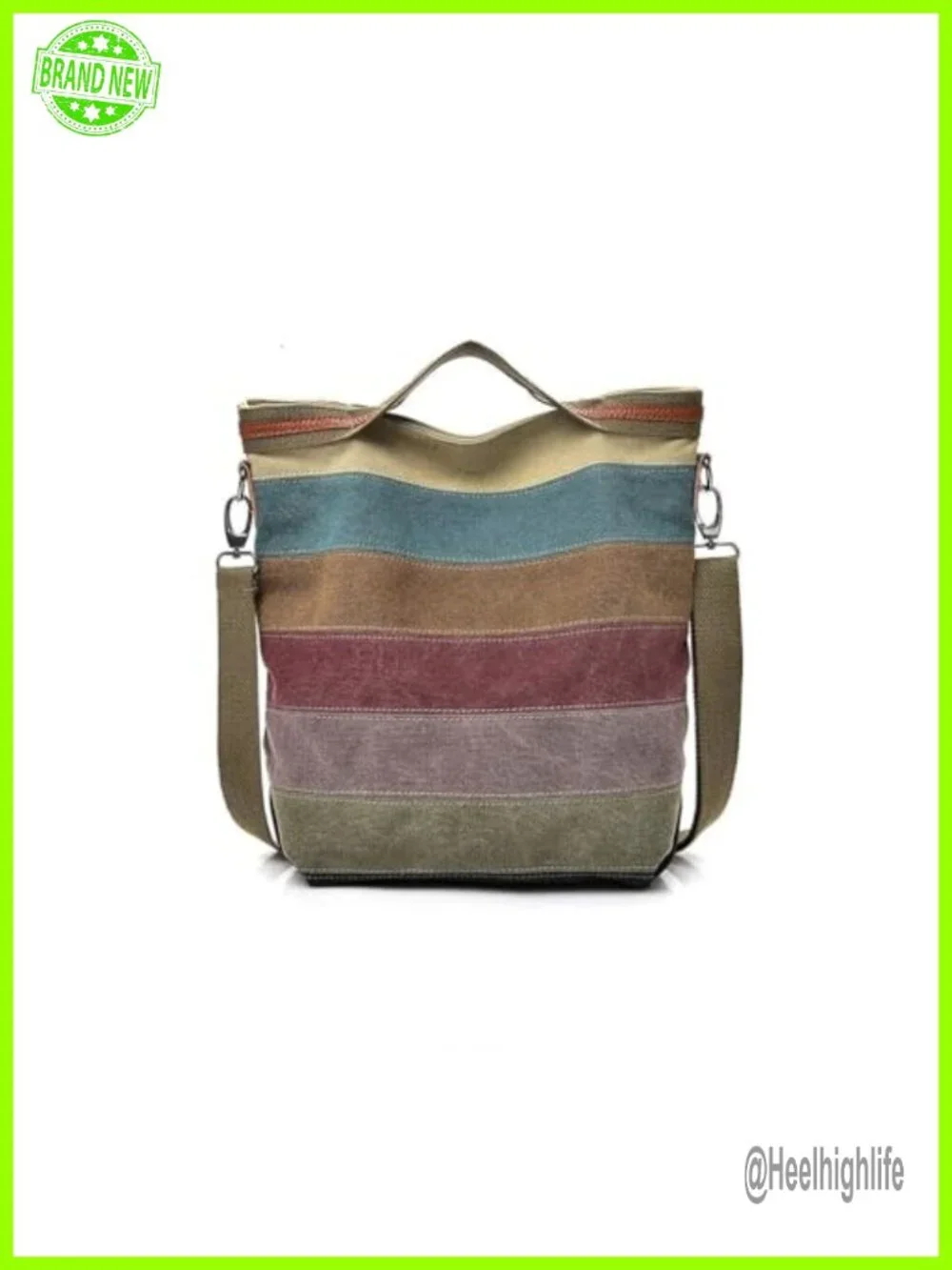 Canvas Hobo Handbag with Detachable Strap, Tote Crossbody Bag